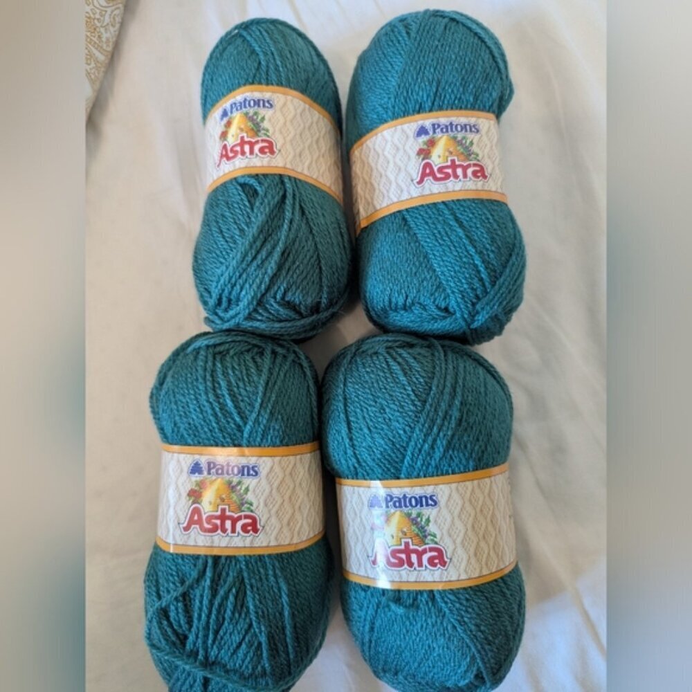 Patons Astra Vintage Yarn lot 4x 50g (1 3/4 oz) Skiens Teal Green/Blue